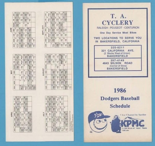 Mlb baseball 1986 los angeles - 1986,